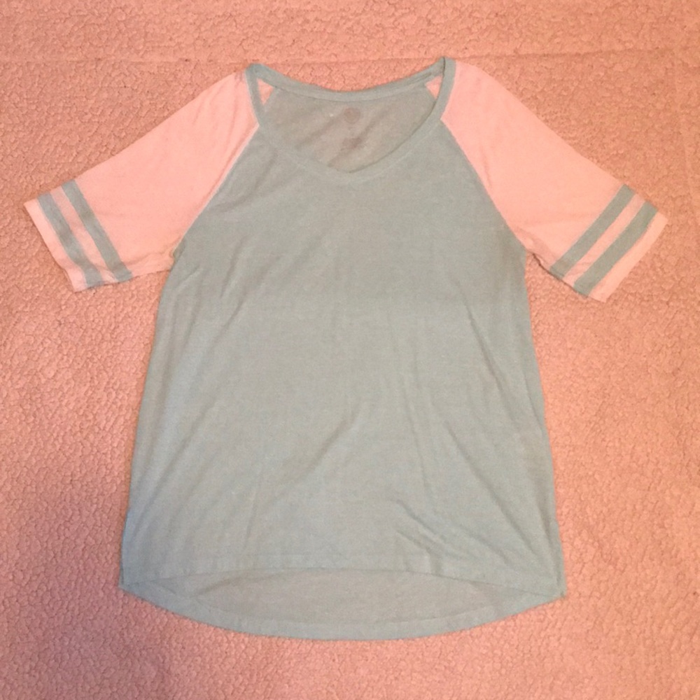 Light blue and white top